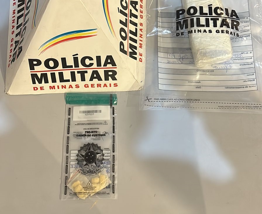Polícia Militar realiza apreensão de barra de maconha e comprimidos semelhantes a ecstasy na BR-040 em Santos Dumont